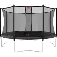 Berg trampoliini Favorit, sis. Comfort turvaverkon 380 cm Harmaa