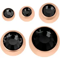 Wildcat Fine Threaded Jewelled Ball - Koristeosa - Musta, 5,0 mm, 1,6 mm, Ruusukultainen metalli