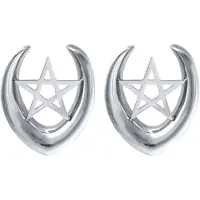 Wildcat Ear Saddles Pentagram - Hopeinen metalli, 8,0 mm