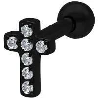 Wildcat Crystal Cross Earbarbell<!--63d619d6a98a8--> - Musta metalli