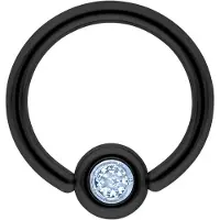 Wildcat Medi Flat Back Jewelled Clip in Ring - BCR rengas - Musta metalli, Vaaleansininen