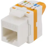 Deltaco – Cat6a Keystone-liitinmoduuli, muovia, valkoinen/oranssi (MD-123)