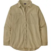 Patagonia Women's LW A/C Buttondown Windowpane Dobby: Weathered Stone Pitkähihaiset kauluspaidat XL