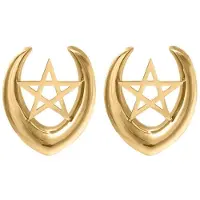 Wildcat Ear Saddles Pentagram - Kultainen metalli, 12,0 mm