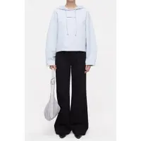 Closed Cropped Hoodie - Blue - S