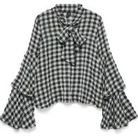 Vero Moda Vmsia Ls Flounce Top Wvn Ga - Black - M