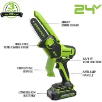 Greenworks Ketjusaha G24MCS10; 24 V (ilman akkua ja laturia)