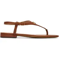Lauren-ftw Everley Ii Crosshatch Leather Sandal - Brown - 36