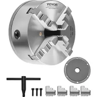 Vevor 4-leukainen sorvin istukka, 8 tuumaa (200 mm), itsekeskittyvä istukka 1 1/2 tuuman (8 tuuman) kierteisellä tukilevyllä, 0,16–7,87 tuuman (4–200 mm) kiinnitysalue T-avaimilla, materiaali HT300, p