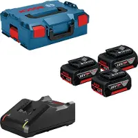 Bosch Tarvikesarja 0615990L3T; 18V; 3x5,0 Ah + Laturi GAL18V-40 akkutyökaluille