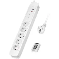 Logilink Haaroituspistoke 5-tie kauko-ohjauksella 433 MHz 1,5 m Valkoinen