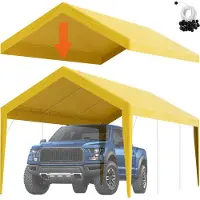Vevor autokatoksen vaihtokatos 10 x 20 jalkaa, autotallin telttasuoja, kestävä, vedenpitävä ja UV-suojattu, helppo asentaa pallokuminauhalenkeillä, beige (vain yläpeite, runko ei sisälly)