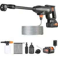 Vevor akkukäyttöinen painepesuri, 580 PSI 1.1 GPM kannettava tehopesuri, kädessä pidettävä korkeapaineinen autonpesupistooli 4.0Ah akulla, laturi, 6-in-1-suutin, kodin/lattian puhdistukseen ja kastelu