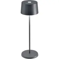 Zafferano Olivia 3K ladattava pöytävalaisin IP65 harmaa 3K, himmennettävä, Alumiini/harmaa/sinkki, Olohuone/ruokailutila, Alumiini, Moderni