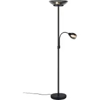 TRIO Gerry lattiavalaisin lukuvalolla 2xE27 + E14 180cm musta