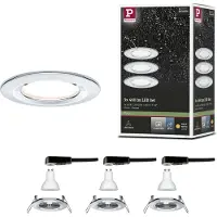 Paulmann 3-spotti Nova, pyöreä, kiinteä, kromi, IP44, GU10, himmennettävä, Kromi/hopea, Eteinen, Alumiini, Moderni,