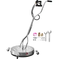 Vevor 24" painepesuri pintojen puhdistamiseen, ruostumattomasta teräksestä valmistetut painepesurin lisäosat 4 pyörällä, 4000 max. PSI, 3/8 pikaliitin, 2 suihkusuutinta, kaksoiskahva, betonille, teras