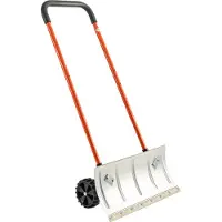 Vevor -lumiaura pyörillä, 61 cm pyörillä varustettu lumiaura kaksisuuntaisella kulmittaisella terällä ja 90 asteen säädettävällä kahvalla, metalliset talvilapiot, kannettava lumenpoistotyökalu ajotiell