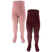 Minymo Wool Stocking - Rib 2-Pack - Pink - 104-110