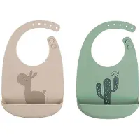 Done by Deer Lalee-ruokalappu 2-pack Hiekanvihreä