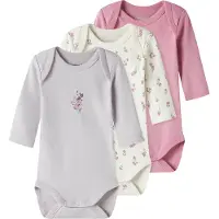 Name it Nbfbody 3P Ls Flower Noos - Pink - 62