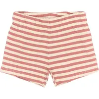 The New Siblings GOTS Uni Ribbed Shortsit Old Rose Striped Old Rose Striped 80 cm Vaaleanpunainen 80 cm Tytöt