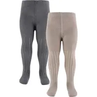 Minymo Stocking - Rib (2-Pack) - Brown - 128\134