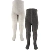 Minymo Wool Stocking - Rib 2-Pack - Grey - 140-146