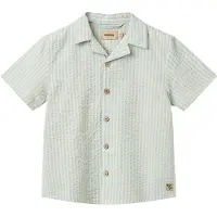 Wheat Shirt S/S Anker Summer Sky Stripe Summer Sky Stripe 122 cm Vihreä 122 cm Pojat