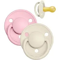 BIBS De Lux Natural Rubber Size 2: 6+ months tutti Ivory / Baby Pink 2 kpl