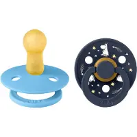 BIBS Moomins Good Night 2-pack Pyöreitä Lateksituttia Breeze Deep Space Breeze Deep Space 6+ Months Latex Sininen 6+ kuukautta Pojat, Tytöt
