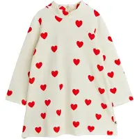 Mini Rodini Hearts Velour Mekko White White 104/110 cm Valkoinen 104/110 cm Tytöt