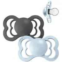 BIBS Pacifier Supreme Silicone Size 2 2 kpl ? Iron/Baby Blue