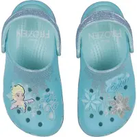 Crocs Avonaiset kengät 'Frozen Elsa Classic' neonsininen / meleerattu sininen / harmaa