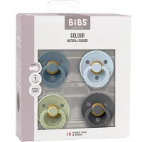 BIBS Pacifier Colour 4 Pack Latex Size 1 Petrol Sage Baby Blue Ir