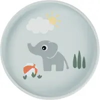 Done by Deer Silicone Stick&Stay Plate Playground Blue - Blue - Ø 18X H 3CM