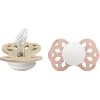 BIBS Infinity Tutit 2-Pack Silikoni Koko 1 Anatominen, Vanilla GLOW/Blush GLOW