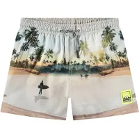 Molo Island Surf Print Niko Board Short 98/104 cm Beige 98/104 cm Pojat, Tytöt