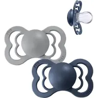 BIBS Supreme Tutit 2-pack Silikoni Koko 1, Cloud/Steel Blue