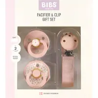 BIBS Jasmine Field Pyöreä Lateksitutti & Clip-lahjasetti Blush Blush 6+ months Latex Vaaleanpunainen 6+ kuukautta Tytöt