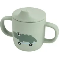 Done by Deer Silicone Spout Cup 2-Handle Playground Green - Green - Ø 6.5X H 9CM