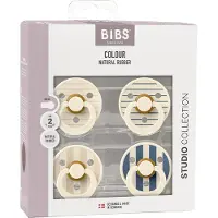 BIBS Studio Colour Tutti 4-pack Lateksi Koko 1, Pin Ivory Vanilla/Pin Ivory Steel Blue