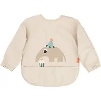 Done by Deer Sleeved Pocket Bib Celebration Sand - Beige - LENGTH FRONT:34CM.SLEEVE WIDTH:72CM