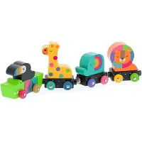 Vilac Juna - Puu - 8 Osaa - Juna Eläinten kanssa - - OneSize - Junat