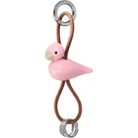 Kay bojesen Fugl Sølvtonet Metal Nøglering Med Naturlæder Rosa - Pink - 4.5 CM