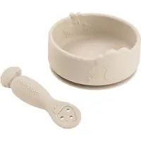 Done by Deer Stick&Stay Learning Meal Set Sheepy Sand - Beige - BOWL:Ø10X H 5CM.SPOON:10CM