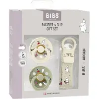 BIBS x Moomin tutit ja tuttinauha Ivory / Sage, koko 2