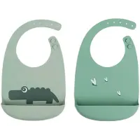 Done by Deer Silikoninen Ruokalappu 2-pack, Green