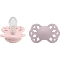 BIBS Infinity Tutit 2-pack Silikoni Koko 1 Symmetrinen, Blossom/Dusky Lilac