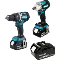 Makita Iskevä porakone - - DHP484Z + DTW300Z - Langaton - 18V - 3 akkua 5Ah